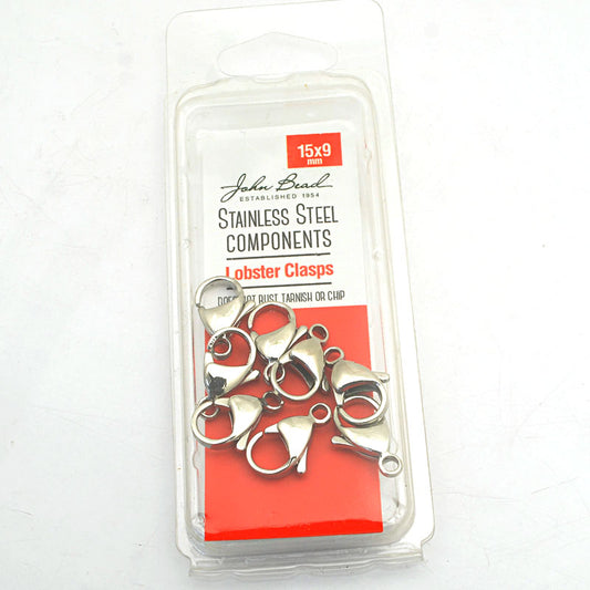 Lobster Clasp - 15mm  - Stainless Steel (8)