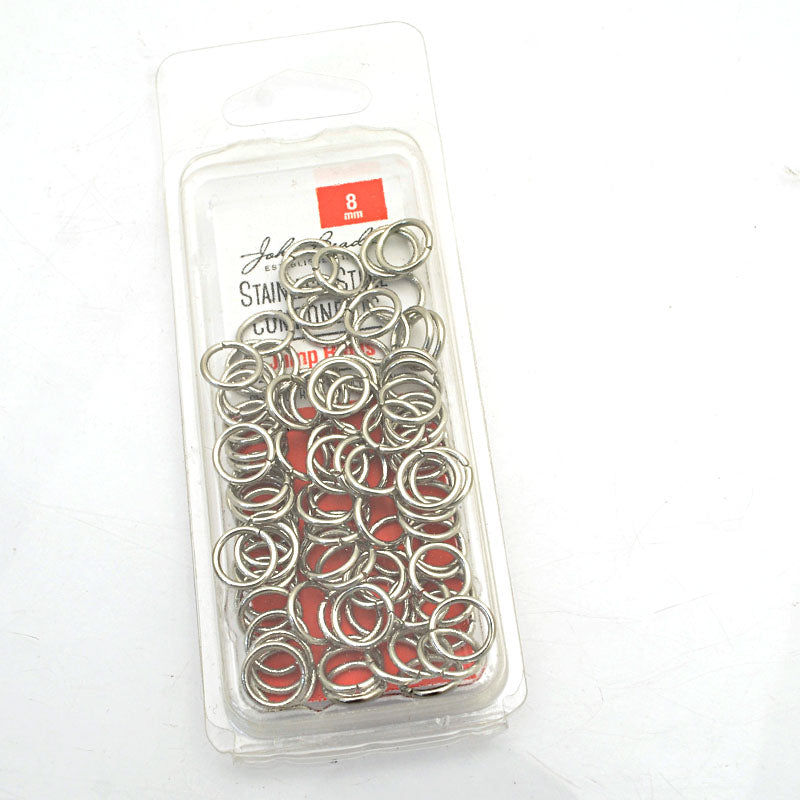 Jump Rings Open - 8mm / 18ga - Stainless Steel (100)