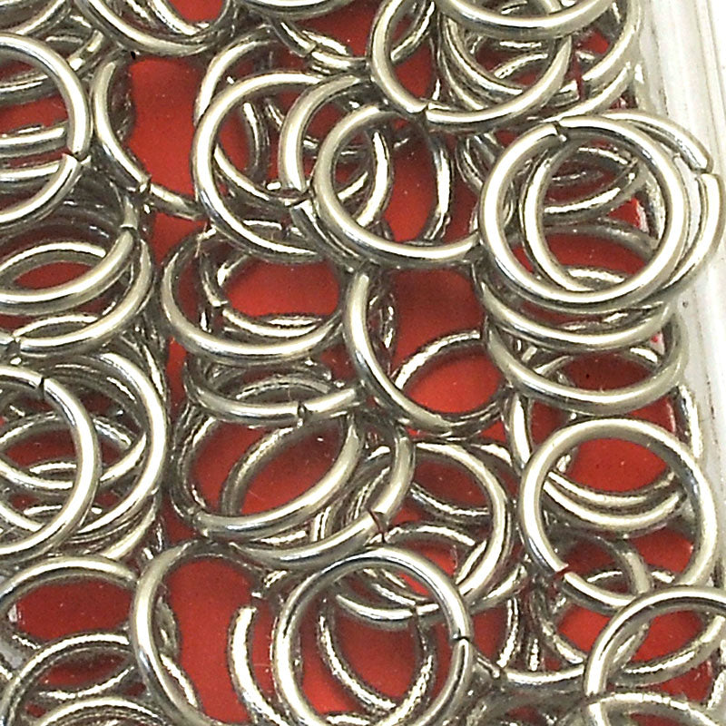 Jump Rings Open - 8mm / 18ga - Stainless Steel (100)
