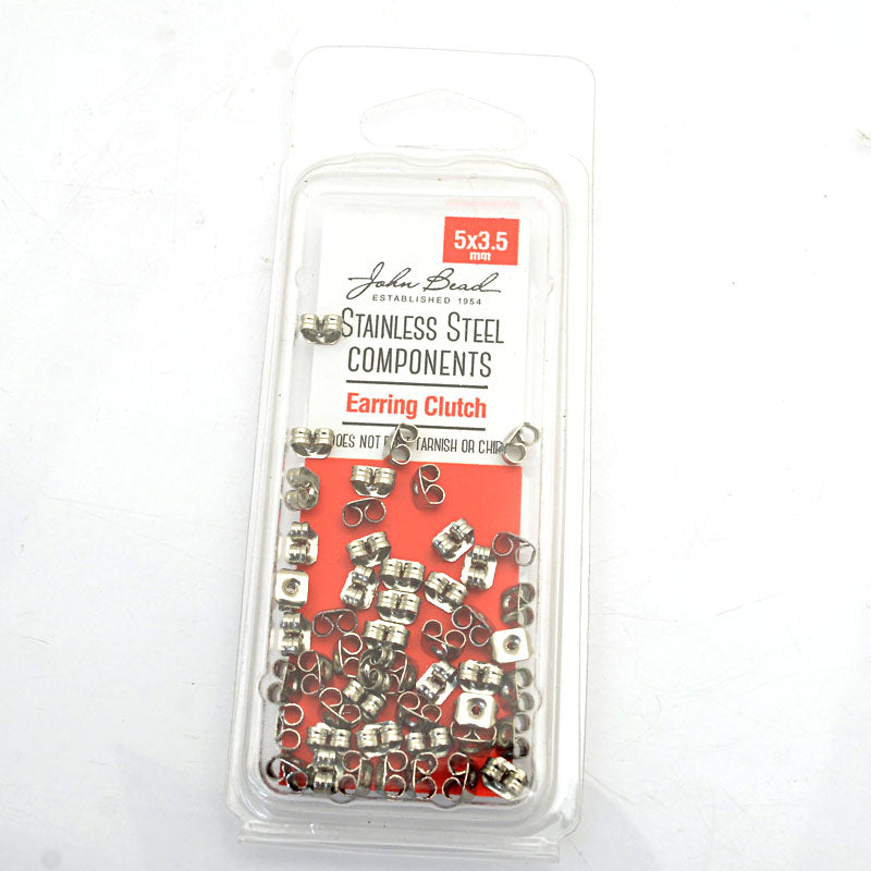 Earring - 5x3.5mm Earring Clutch - Stainless Steel (50)