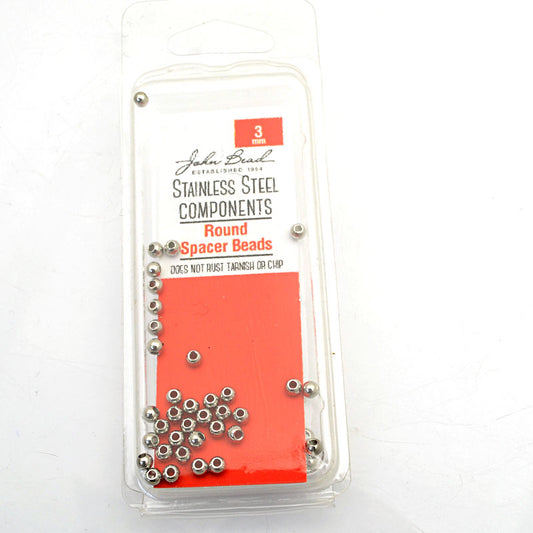 Beads - 3mm Spacer Bead Round - Stainless Steel (40)