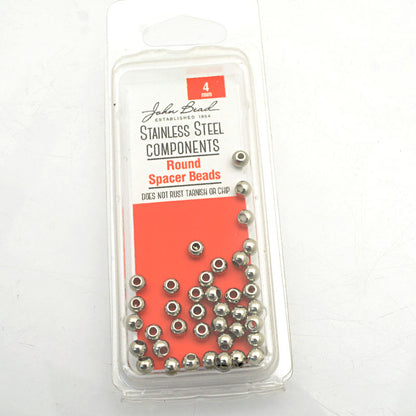 Beads - 4mm Spacer Bead Round - Stainless Steel (40)