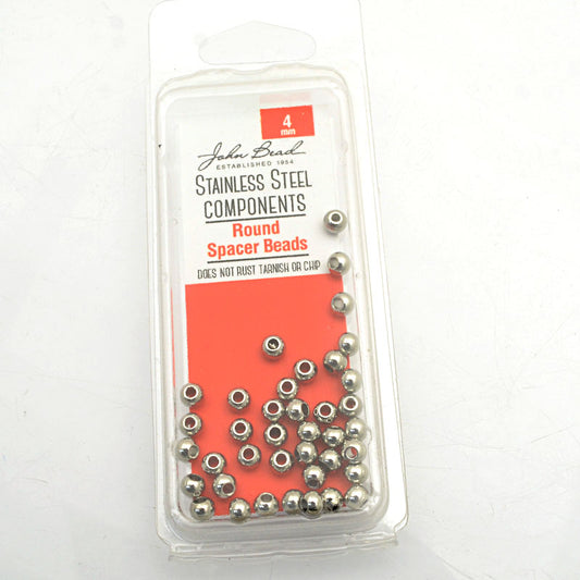 Beads - 4mm Spacer Bead Round - Stainless Steel (40)