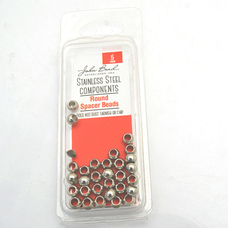 Beads - 5mm Spacer Bead Round - Stainless Steel (30)