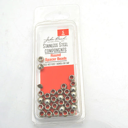 Beads - 5mm Spacer Bead Round - Stainless Steel (30)
