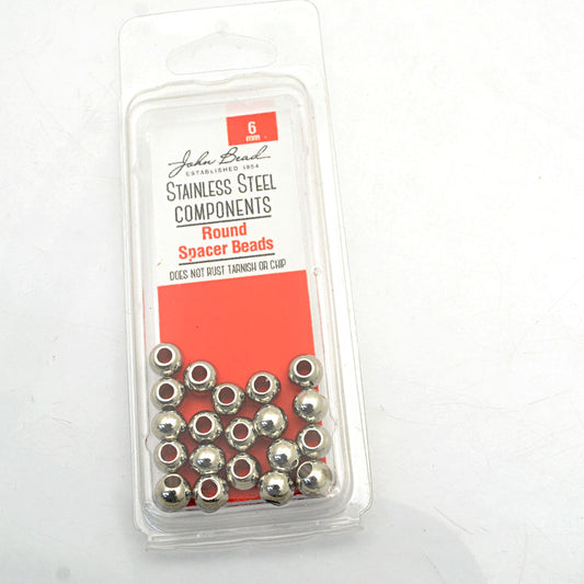 Beads - 6mm Spacer Bead Round - Stainless Steel (20)