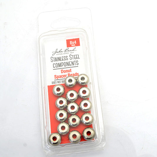 Beads - 8x4mm Spacer Bead Donut - Stainless Steel (15)