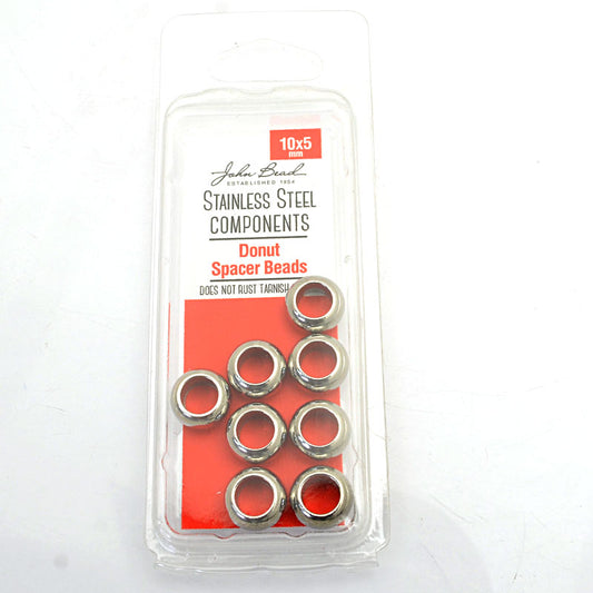 Beads - 5x10mm Spacer Bead Donut - Stainless Steel (8)