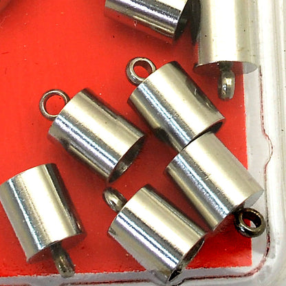 End Cap Shiny with Loop - 10x5.5mm - Stainless Steel (8)