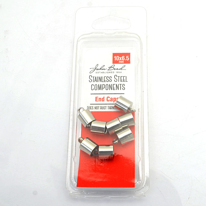 End Cap Shiny with Loop - 10x6.5mm - Stainless Steel (8)