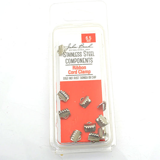 Ribbon End Clamp - 6.5mm Plain Style - Stainless Steel (10)