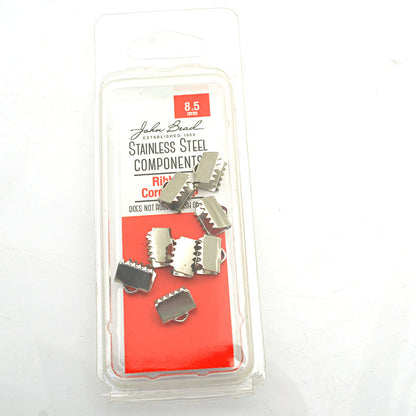 Ribbon End Clamp - 8.5mm Plain Style - Stainless Steel (8)