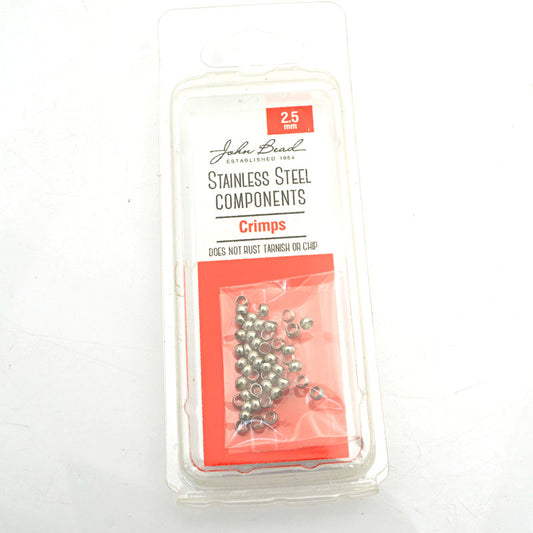 Crimp Beads - 2.5mm  - Stainless Steel (50)