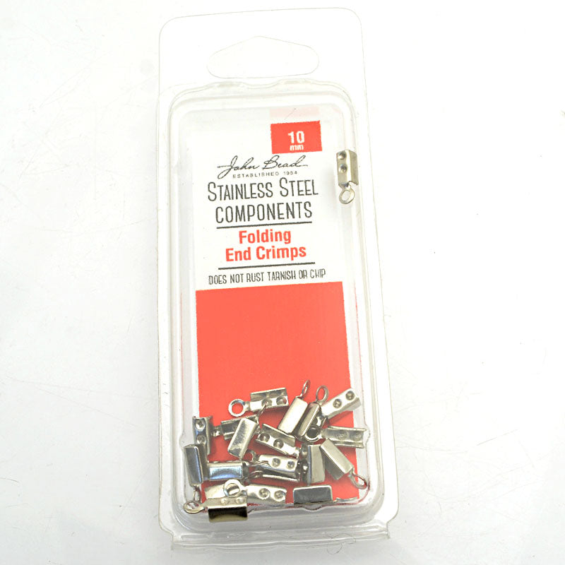 Fold Over Crimp Ends - ID 3mm  - Stainless Steel (20)