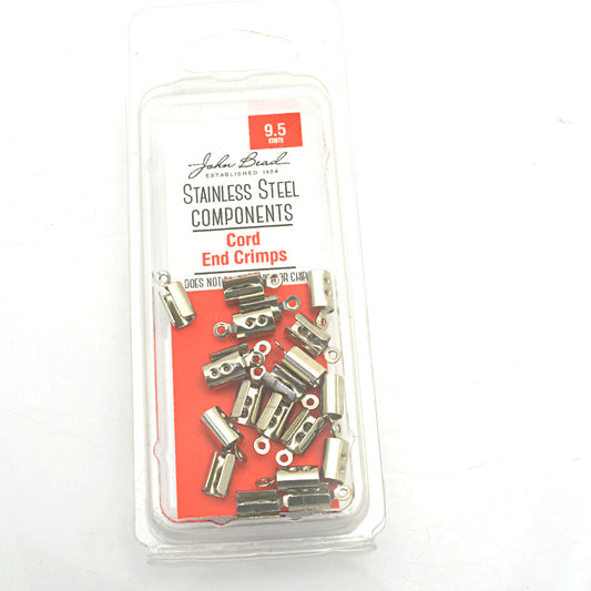 Cord Crimp Ends - ID 3mm - Stainless Steel (20)