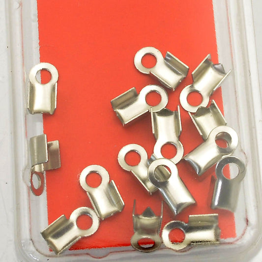 Fold Over Crimp Ends - ID 3mm  - Stainless Steel (15)