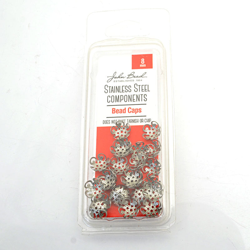 Bead Cap Classic Lacey - 8mm - Stainless Steel (24)