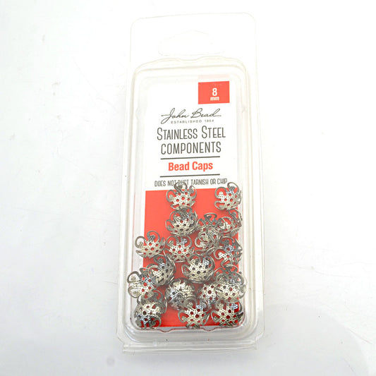 Bead Cap Classic Lacey - 8mm - Stainless Steel (24)