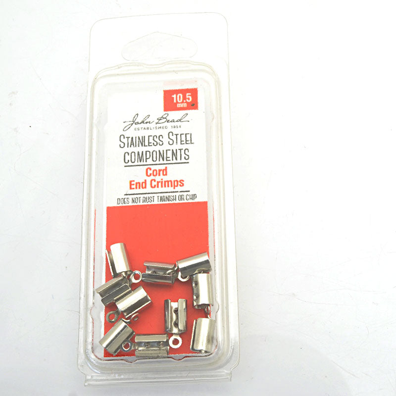 Fold Over Crimp Ends - ID 4mm  - Stainless Steel (10)