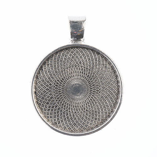Must-Have Finding - 28mm Round Pendant Frame - Antique Silver (3pcs)