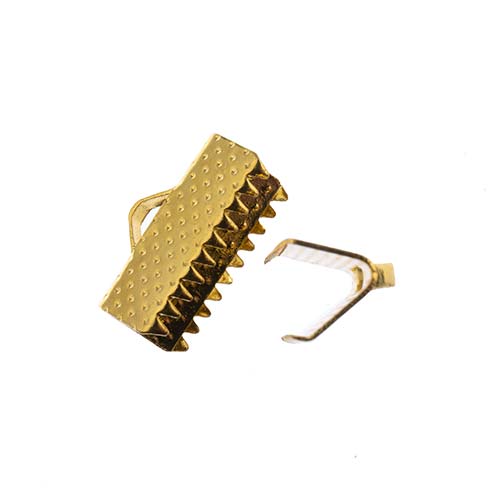 Must-Have Finding - 13mm Ribbon Cord Clamp - Gold (3pcs)