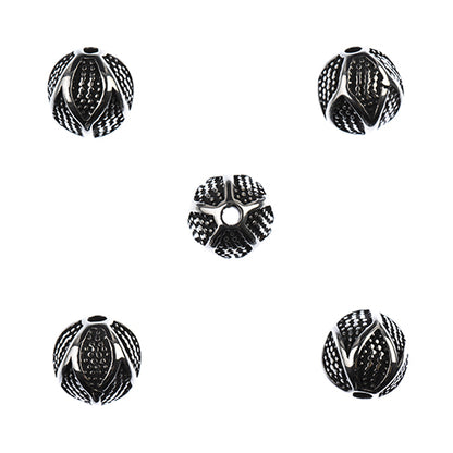 Bead - 10mm Lotus Flower - Stainless Steel (5)