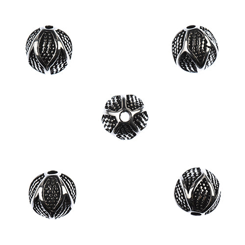 Bead - 10mm Lotus Flower - Stainless Steel (5)