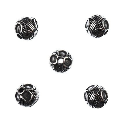 Bead - 10mm Round Flower - Stainless Steel (5)
