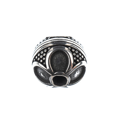 Bead - 10mm Round Flower - Stainless Steel (5)