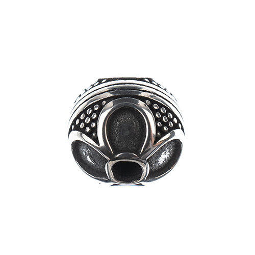 Bead - 10mm Round Flower - Stainless Steel (5)