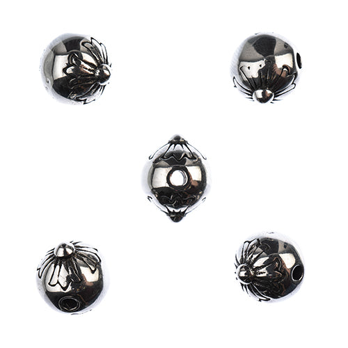 Bead - 10mm Side Daisy - Stainless Steel (5)