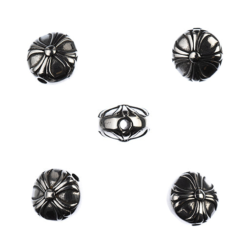 Bead - 10mm Flat Flower - Stainless Steel (5)