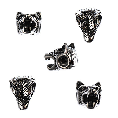 Bead -  Wolf Head - Stainless Steel