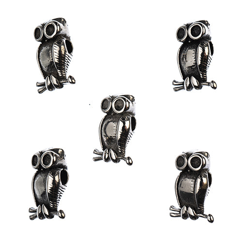 Bead -  Goggle Owl - Stainless Steel