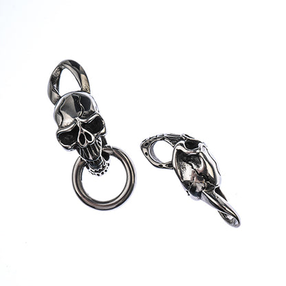 Clasp -  Twin Skulls - Stainless Steel (Set)