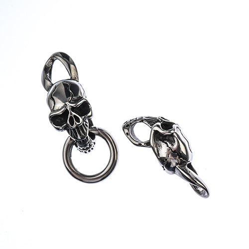 Clasp -  Twin Skulls - Stainless Steel (Set)