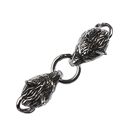 Clasp -  Twin Wolves - Stainless Steel (Set)