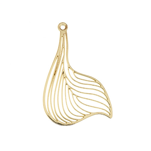 38mm Pendant Swirl Leaf    Gld Pltd 4pcs