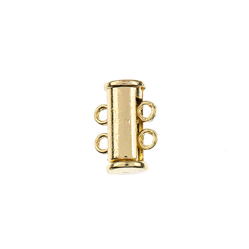 Clasps - 15mm 2-Strand Tube Slide - Gold Plated (Pack 2)