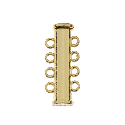 Clasps - 27mm 4-Strand Tube Slide - Gold Plated (2pcs)