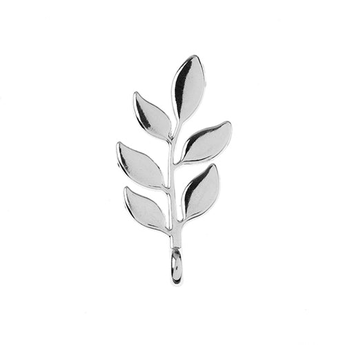 Pendant Branch with Leaves    Slvr 6pcs