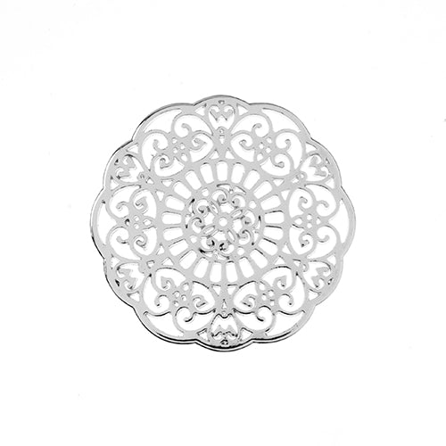 31mm Mandala Pendant   Silver 3pc