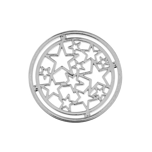 Pendant Circle with Stars    Slvr 6pcs
