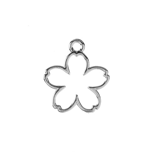 Pendant  Five Petal Flower    Slvr 7pcs