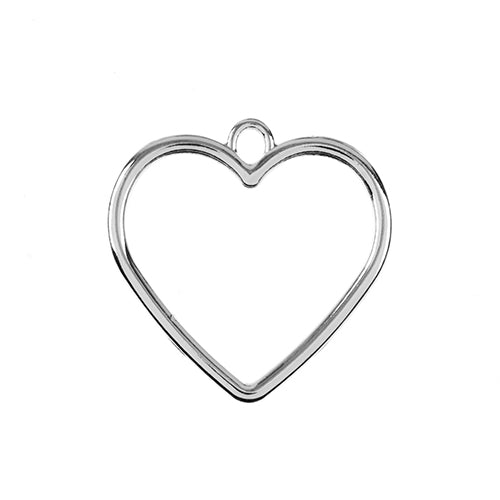 Pendant Heart   Silver 5pcs