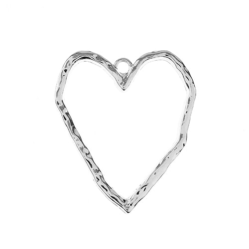 Pendant Organic Heart    Silver 3pcs