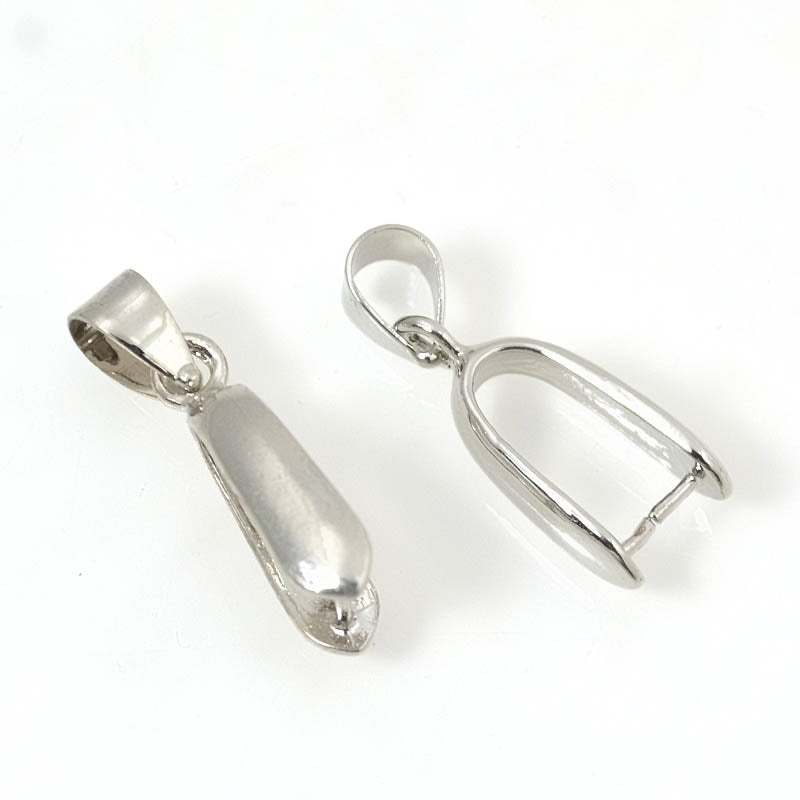 Pinch Bail Long with Loop - 22mm - Bright Rhodium (2)