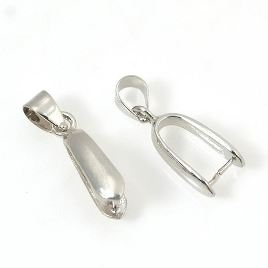Pinch Bail Long with Loop - 22mm - Bright Rhodium (2)