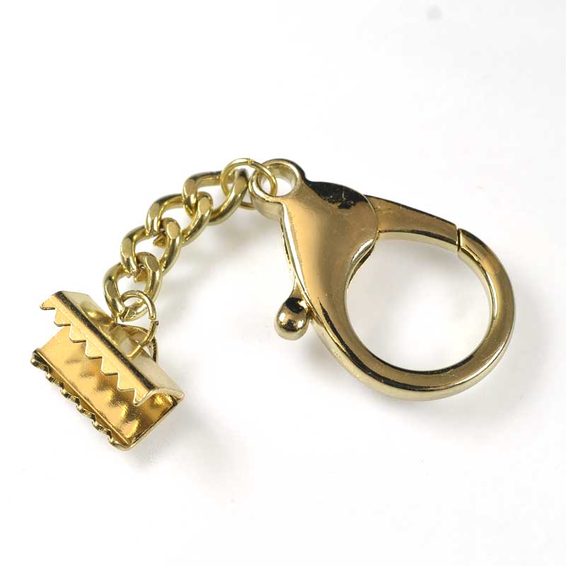 Clasp & Ribbon Crimp Set -  Giant Lobster / Large Crimp - Goldplated (Set)