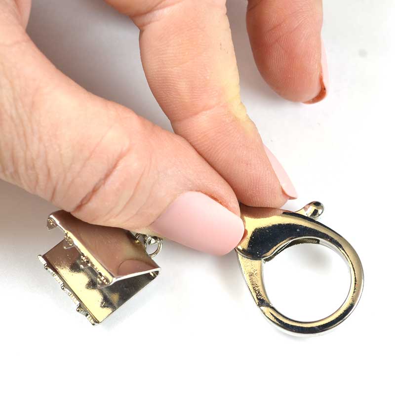 Clasp & Ribbon Crimp Set -  Giant Lobster / Giant Crimp - Nickel Coloured (Set)